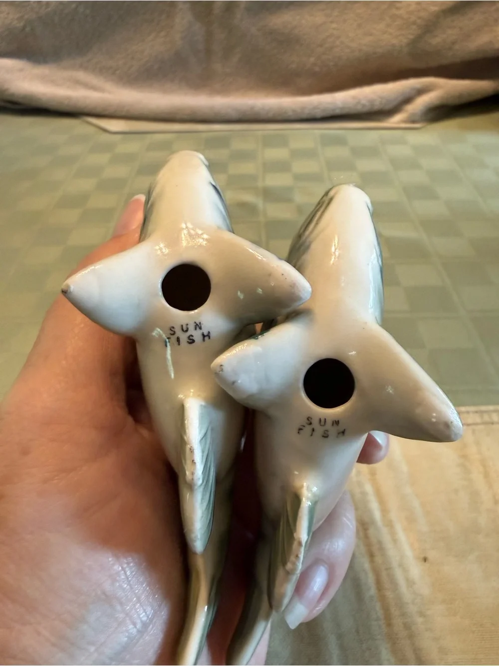 Vintage 1950s Ceramic Sun Fish Salt & Pepper Shakers - Made in Japan